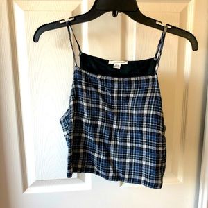 American Eagle Blue Plaid Top